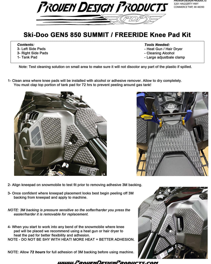 PDP Ski Doo Gen 5 Summits and Freeride Kneepads